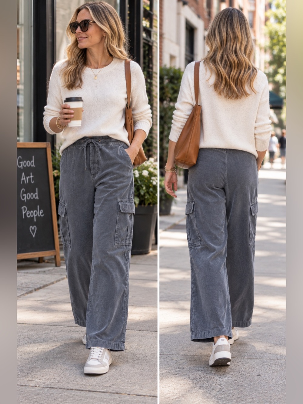 American Eagle blue/grey Corduroy Drawstring utility Pants - Slate Gray size 4